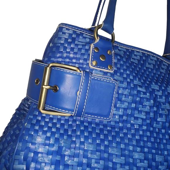 Blue Spring & Summer Woven & Leather Cynthia Rowley Large Blue Women's Purse - Picture 4 of 8